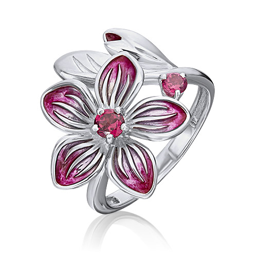 

Кольцо из серебра р. , PLATINA jewelry 01-5491-00-204-0200-69, эмаль/гранат, 01-5491-00-204-0200-69