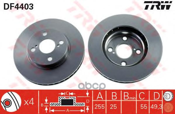 

Диск Тормозной Toyota Corolla (02-) Передний (1Шт.) Trw Df4403