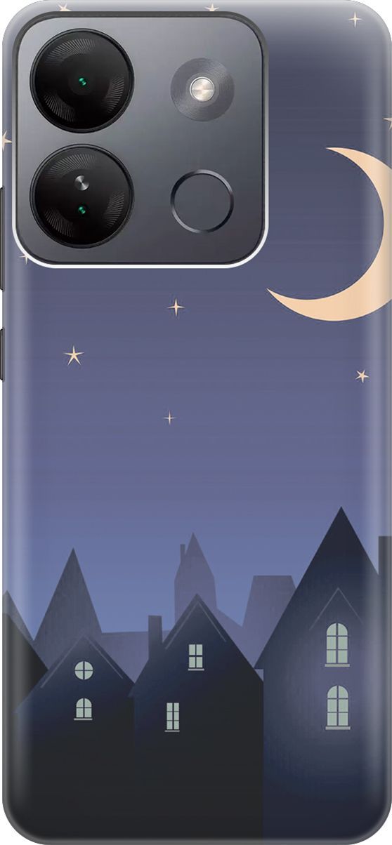 

Чехол на Infinix Smart 7 HD "Месяц над городом", Синий;черный, 159427