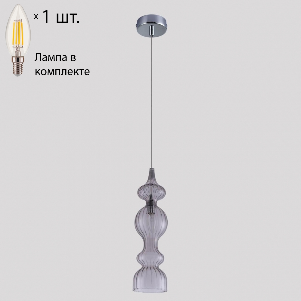 

Подвесной светильник Crystal Lux с лампочкой Iris SP1 A Smoke+Lamps E14 Свеча