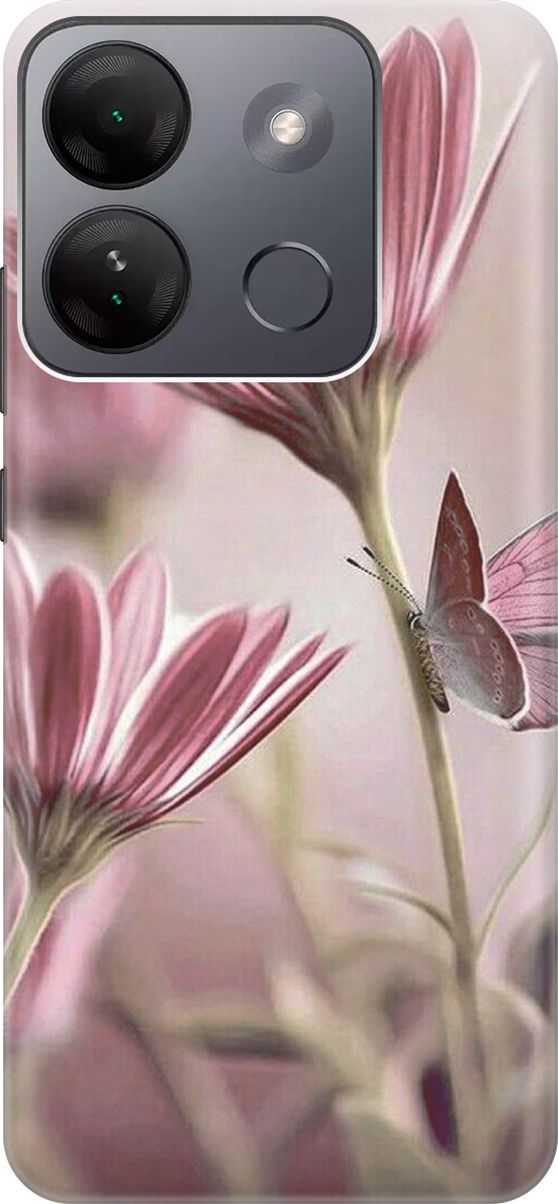 

Чехол на Infinix Smart 7 HD "Бабочка на розовом цветке", Бежевый;розовый, 159431