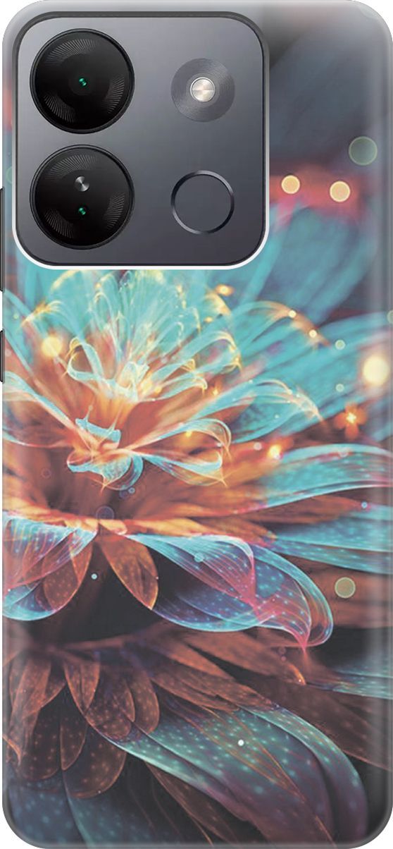 

Чехол на Infinix Smart 7 HD "Магический цветок", Голубой;красный, 159431