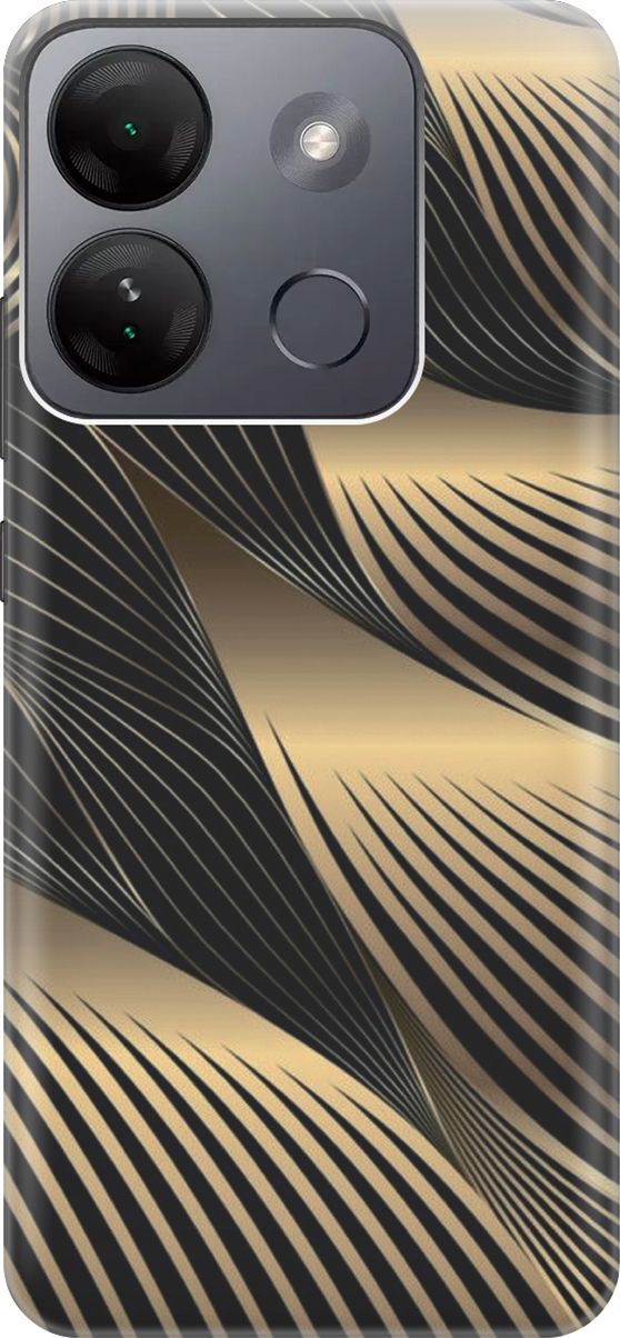 

Чехол на Infinix Smart 7 HD "Золотистые изгибы", Золотистый;черный, 159424