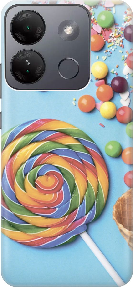

Чехол на Infinix Smart 7 HD "Разноцветный леденец", Голубой;желтый, 159425