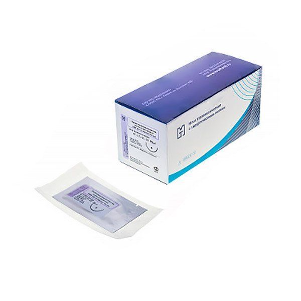 

Иглы атравматические с нитями Медтехника Полигликолид, MР 6, USP 3-4, 90см, 20 шт