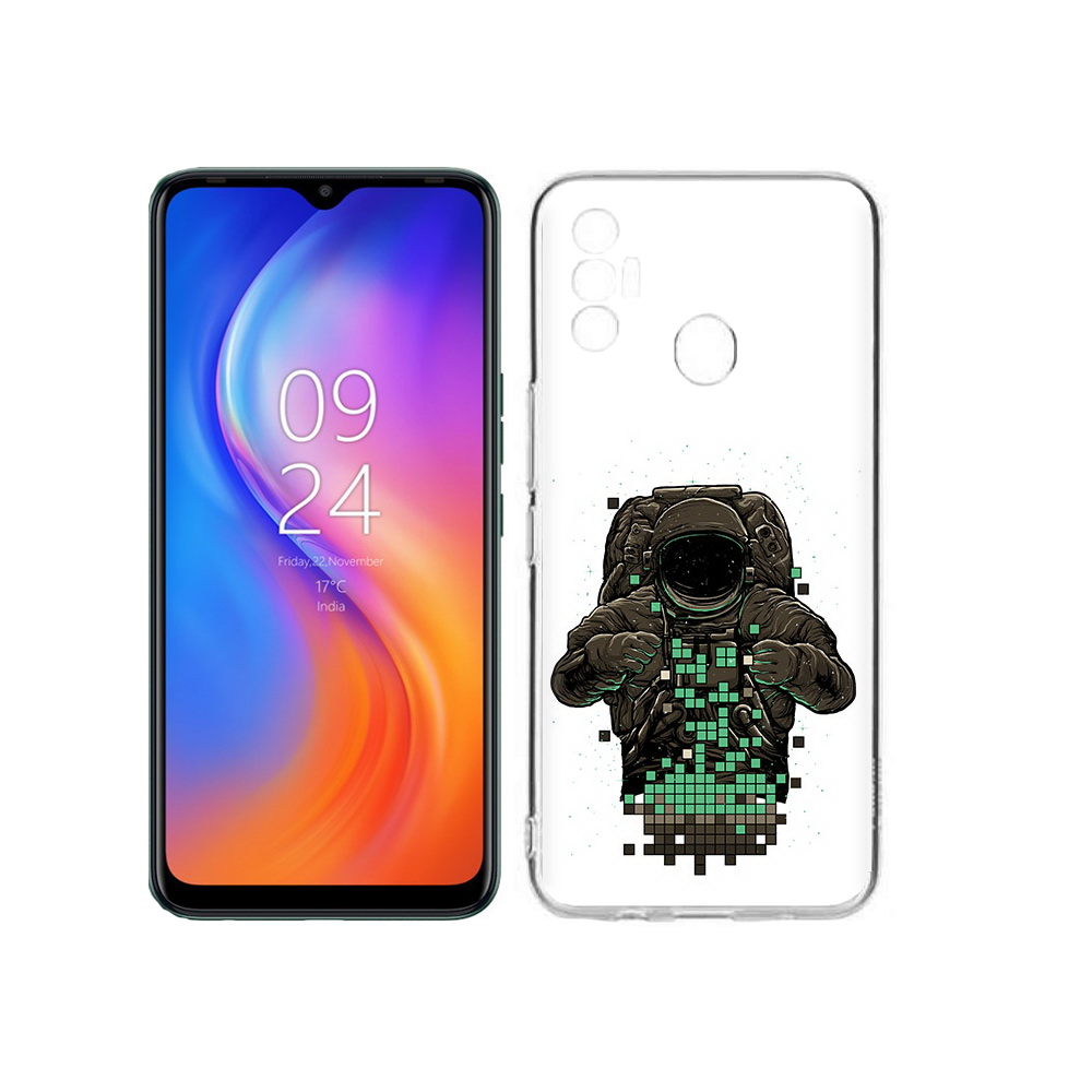

Чехол MyPads Tocco для Tecno Spark 7 космонавт с пикселями, Прозрачный, Tocco