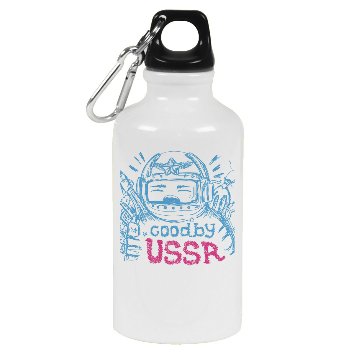 

Бутылка спортивная CoolPodarok Иллюстрация.Гудбай USSR, Белый