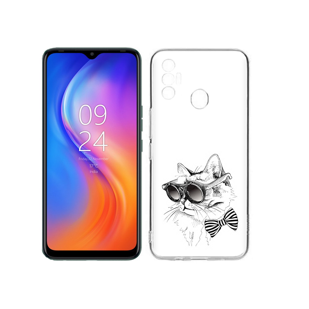 Чехол MyPads Tocco для Tecno Spark 7 крутая кошка в очках
