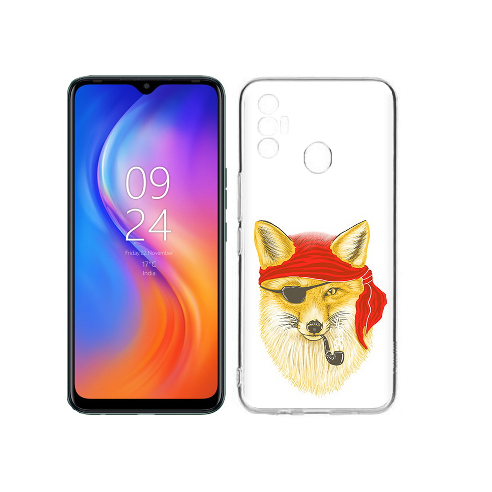 

Чехол MyPads Tocco для Tecno Spark 7 лиса-пират, Прозрачный, Tocco