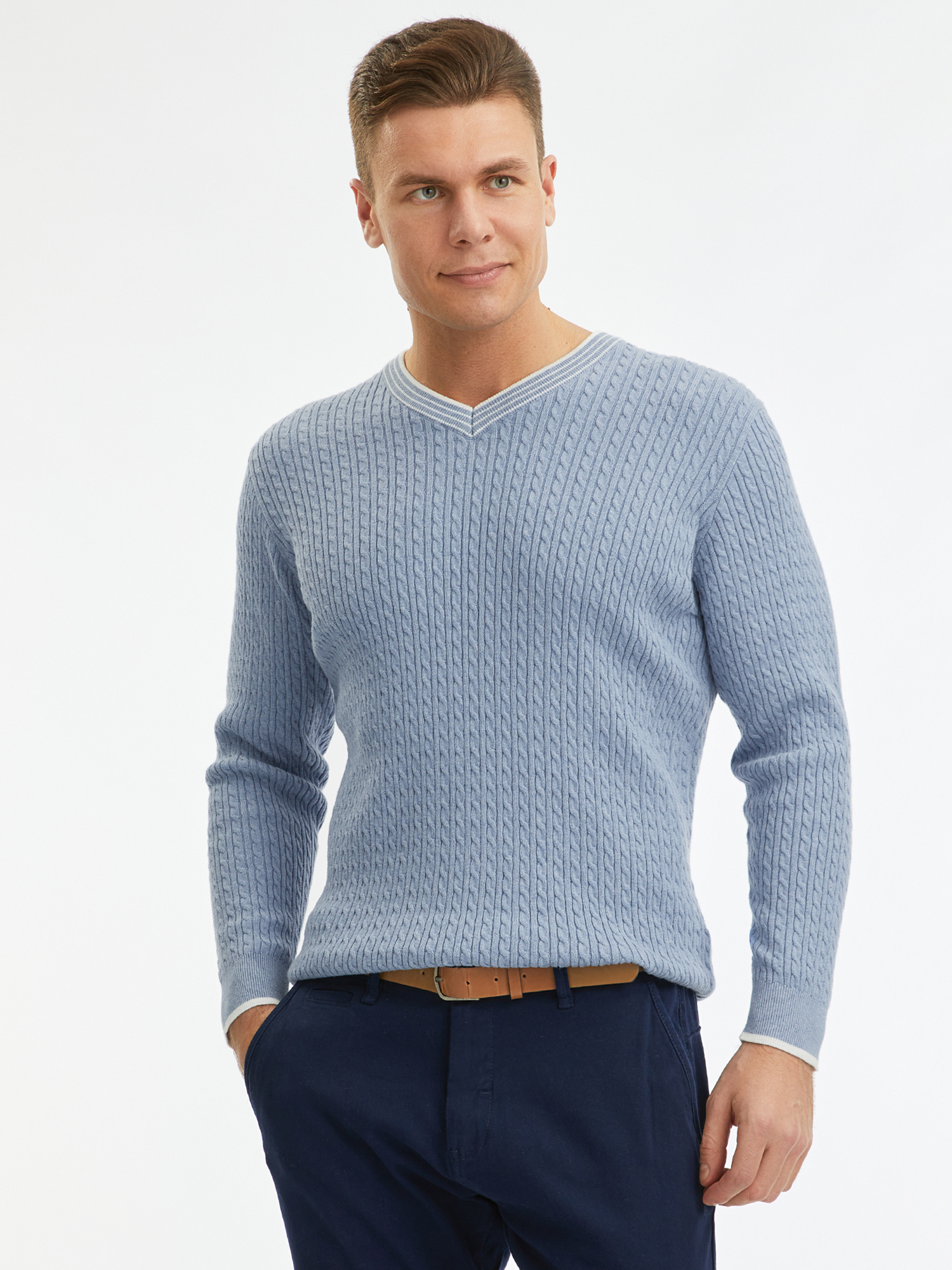 Пуловер мужской oodji 4L212181M синий XL