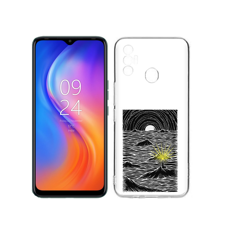 

Чехол MyPads Tocco для Tecno Spark 7 маяк в черно белом море, Прозрачный, Tocco