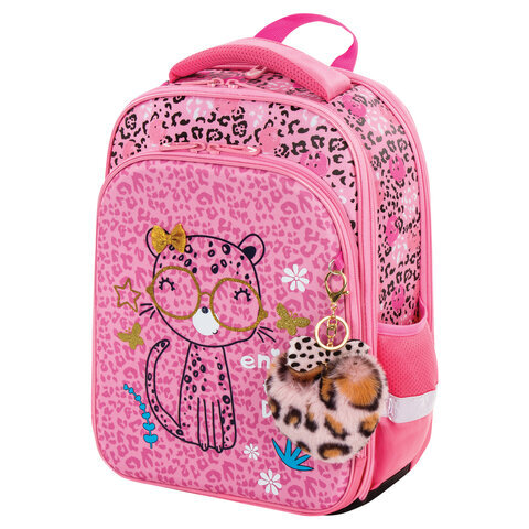 

Ранец BRAUBERG QUADRO, 3 отделения, с брелком, Pink leopard, 37х28х18 см, 229950