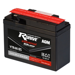 

Аккумулятор мото RDrive SILVER YTR4A-BS