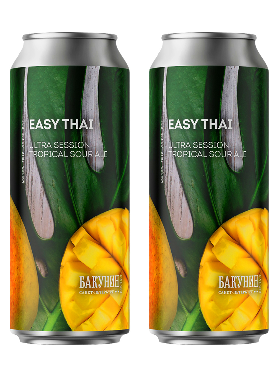 Безалкогольный тропический кислый эль Бакунин Easy Thai, 2шт по 0.5л