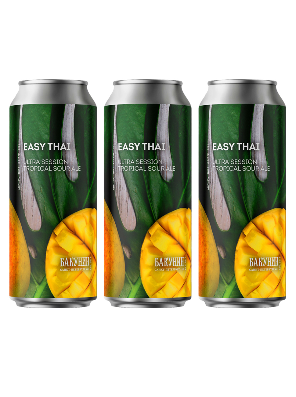 Безалкогольный тропический кислый эль Бакунин Easy Thai, 3шт по 0.5л