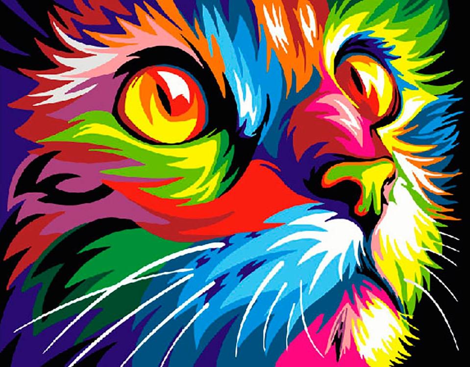 

Картина по номерам ВанГогВоМне Радужный кот, 40x50, Радужный кот