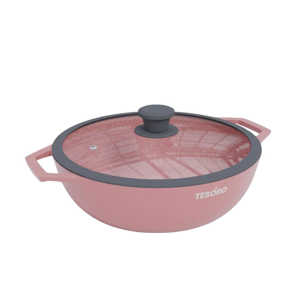 Жаровня Tesoro Florence Induction total pink с крышкой 3 л 5599₽