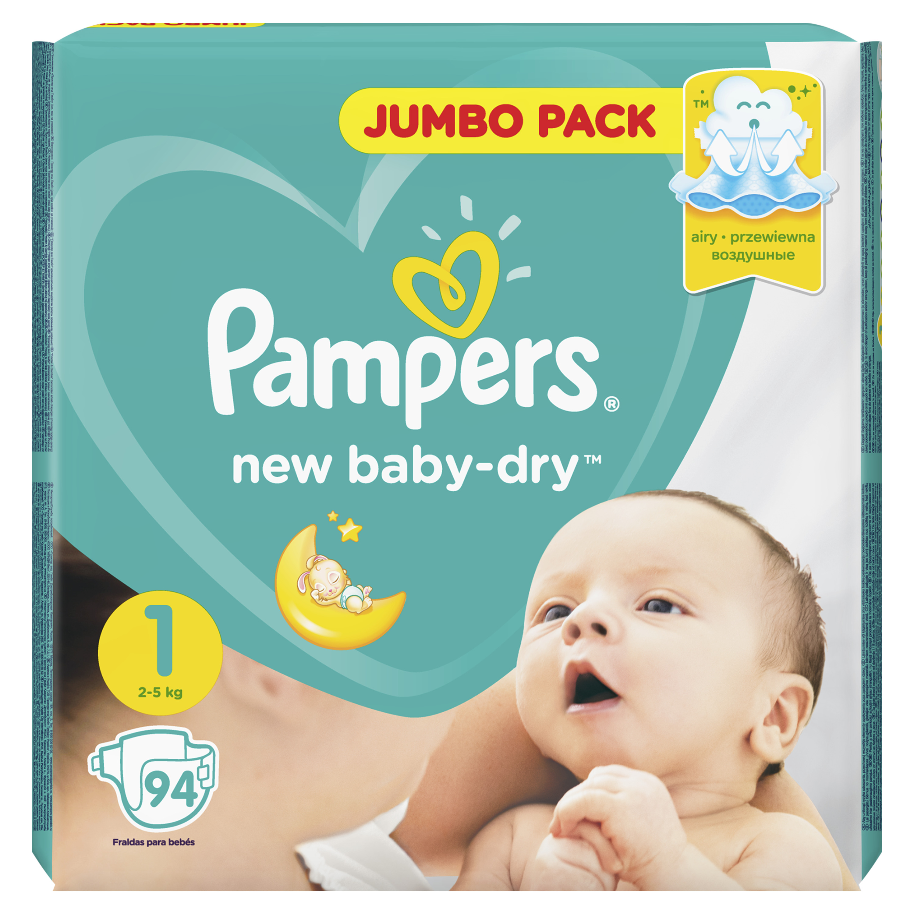 фото Подгузники для новорожденных pampers new baby-dry newborn (2-5 кг), 94 шт.