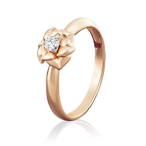 Кольцо из красного золота с фианитом р. 17 PLATINA jewelry 01-5018-00-501-1110-38
