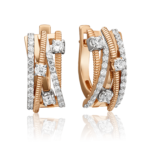 фото Серьги из комбинированного золота с фианитом platina jewelry 02-4517-00-401-1111-24