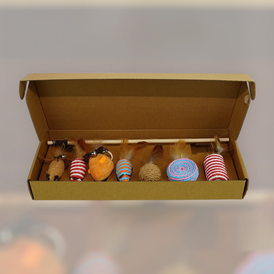 

Игрушка для кошек PETS JOYS дразнилка, в ассортименте, дерево, картон, хлопок, 7 шт