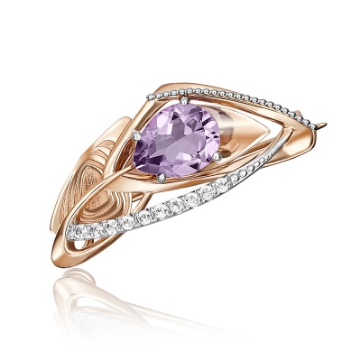 

Брошь из золота PLATINA jewelry 04-0196-00-225-1111-57, топаз\аметист, 04-0196-00-225-1111-57