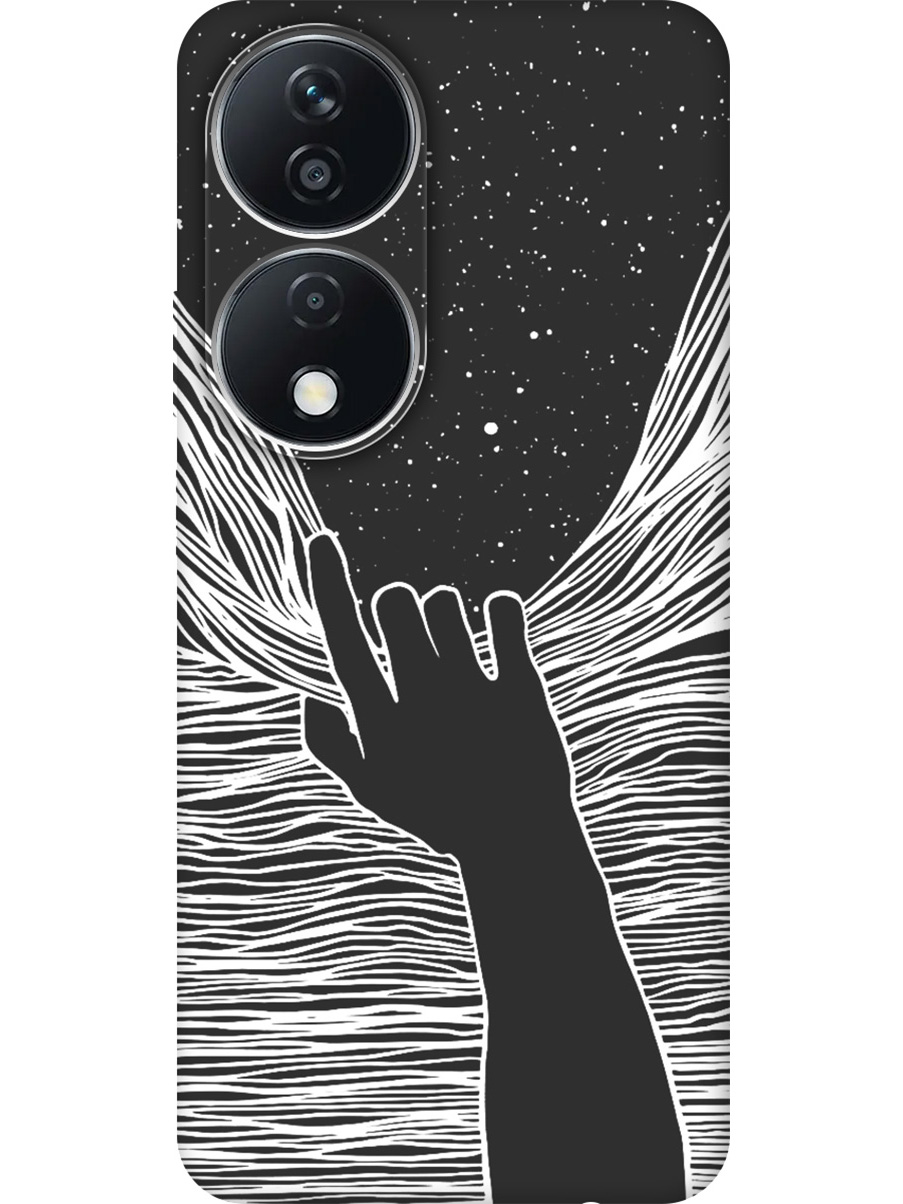 

Силиконовый чехол на Honor X7b с принтом "Рука и нити" матовый черный, 781972141