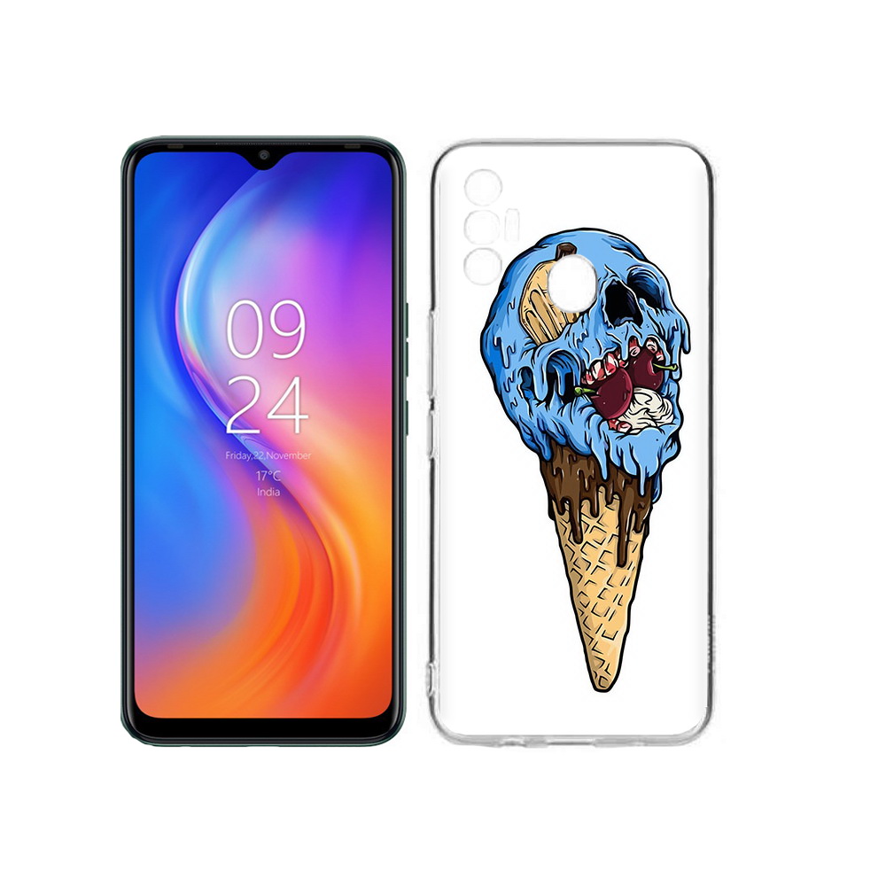 

Чехол MyPads Tocco для Tecno Spark 7 мороженное череп, Прозрачный, Tocco