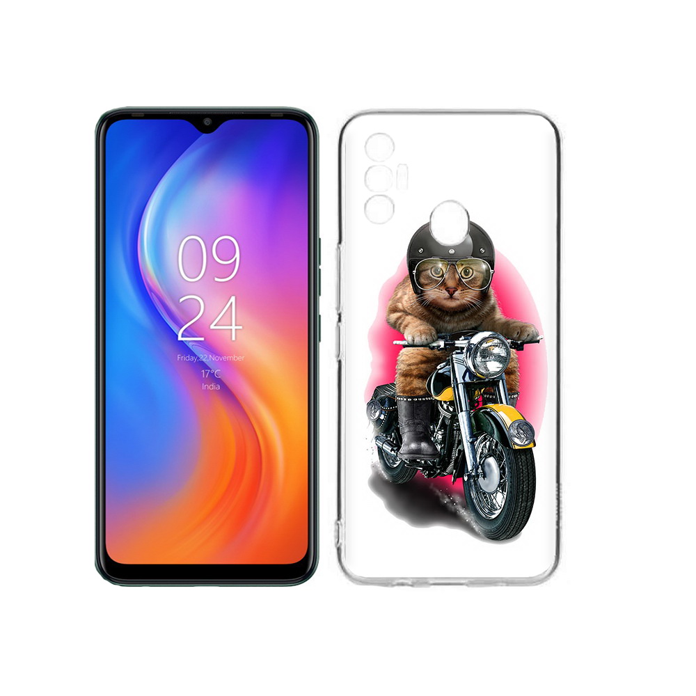 

Чехол MyPads Tocco для Tecno Spark 7 мото-кот, Прозрачный, Tocco