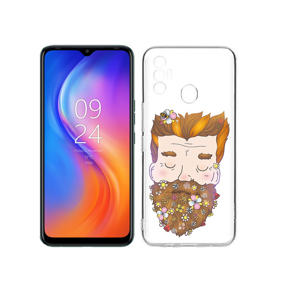 

Чехол MyPads Tocco для Tecno Spark 7 мужчина с цветами в бороде, Прозрачный, Tocco