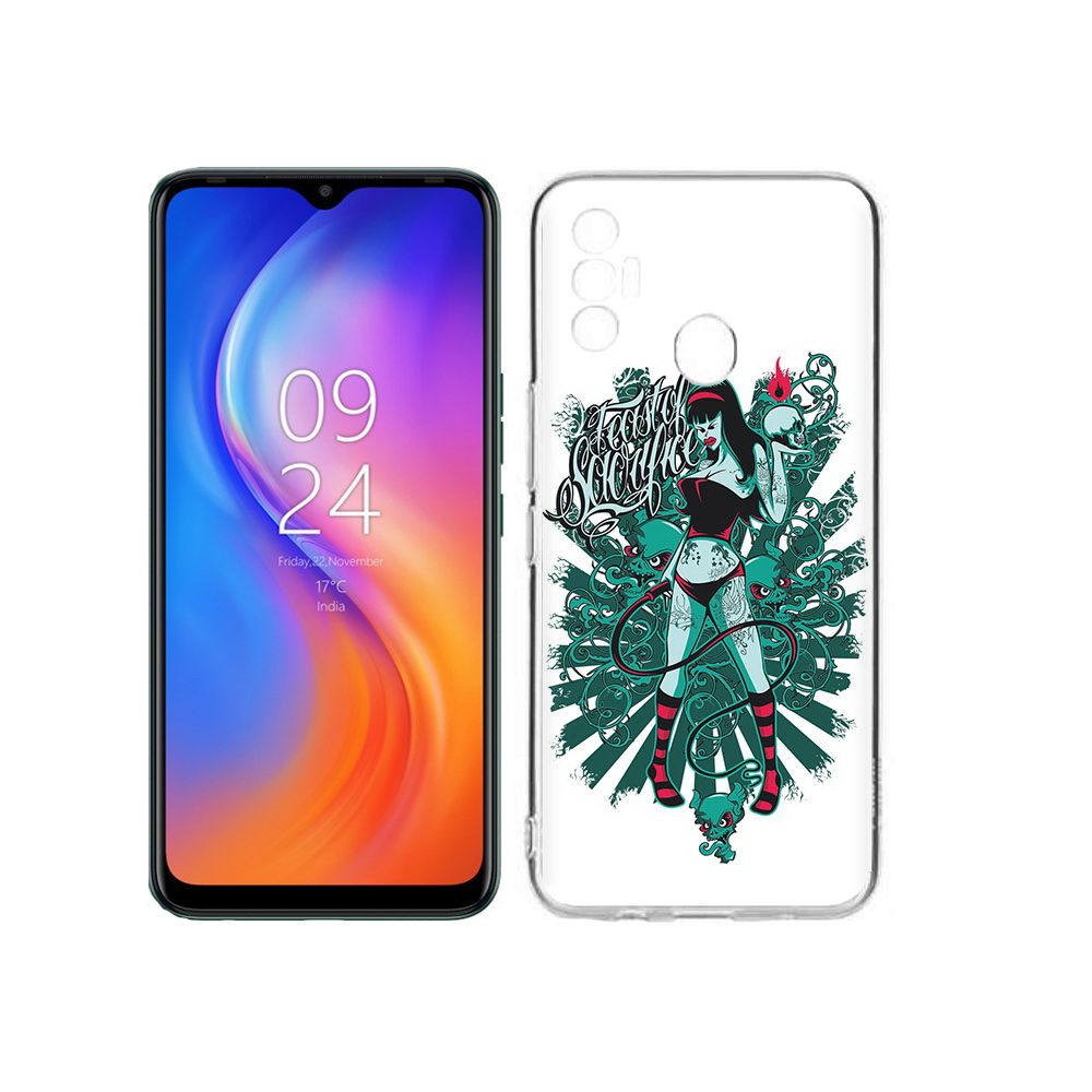 

Чехол MyPads Tocco для Tecno Spark 7 нарисованная девушка в татуировках, Прозрачный, Tocco