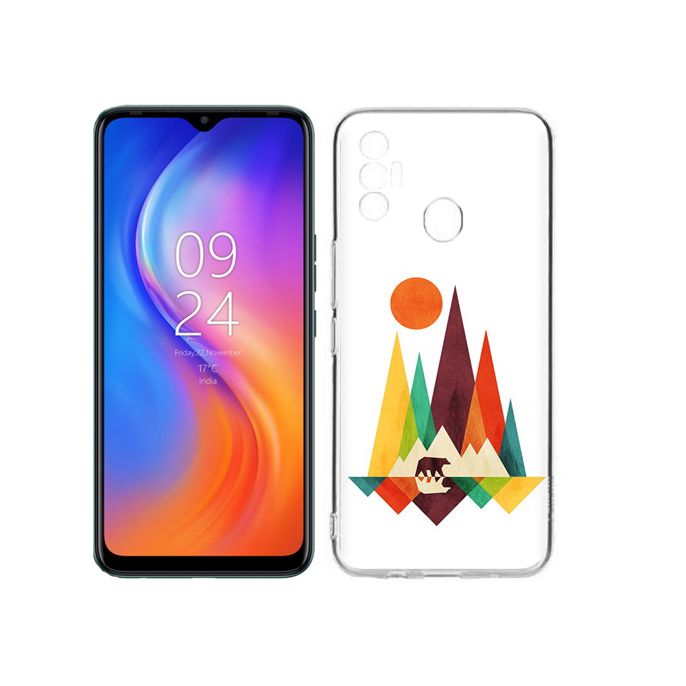 

Чехол MyPads Tocco для Tecno Spark 7 нарисованные горы с медведем, Прозрачный, Tocco