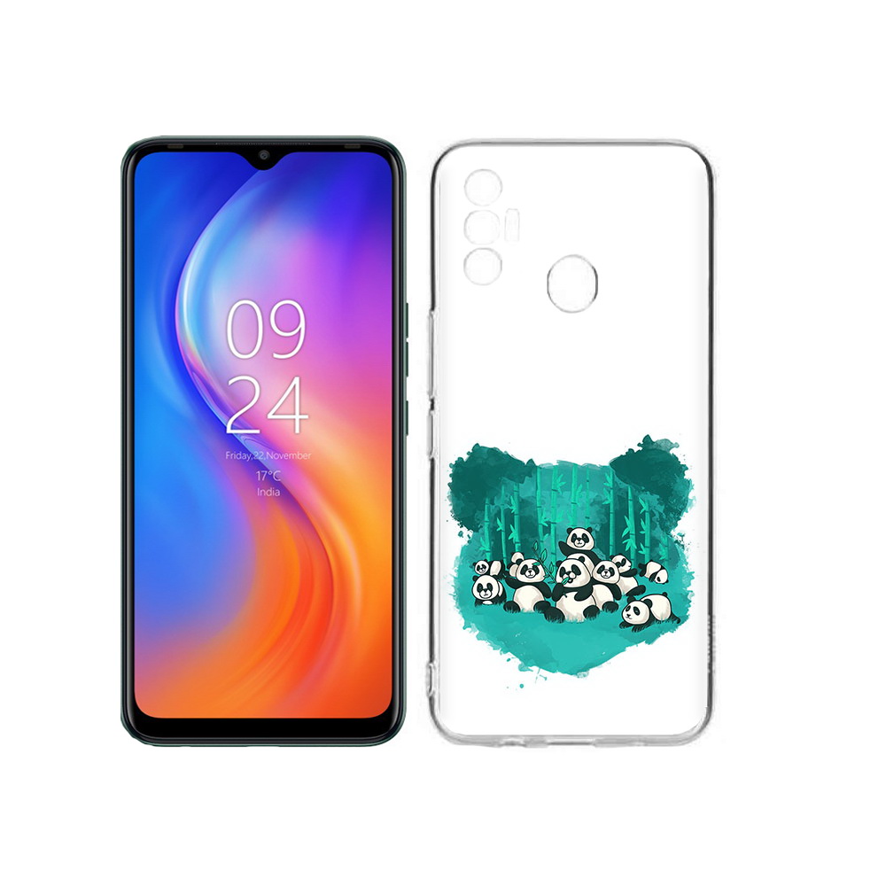 

Чехол MyPads Tocco для Tecno Spark 7 нарисованные панды, Прозрачный, Tocco