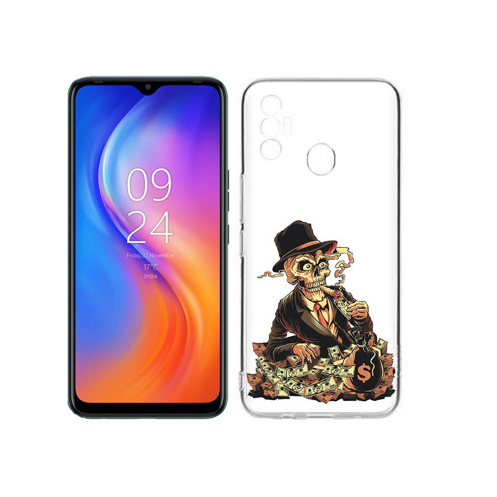 

Чехол MyPads Tocco для Tecno Spark 7 нарисованный череп с сигаретой, Прозрачный, Tocco
