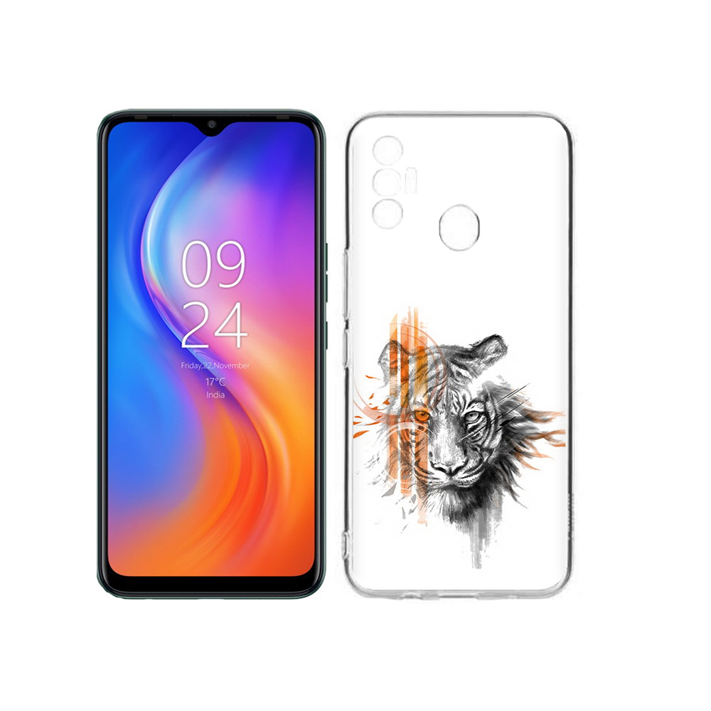 

Чехол MyPads Tocco для Tecno Spark 7 огненный тигр, Прозрачный, Tocco