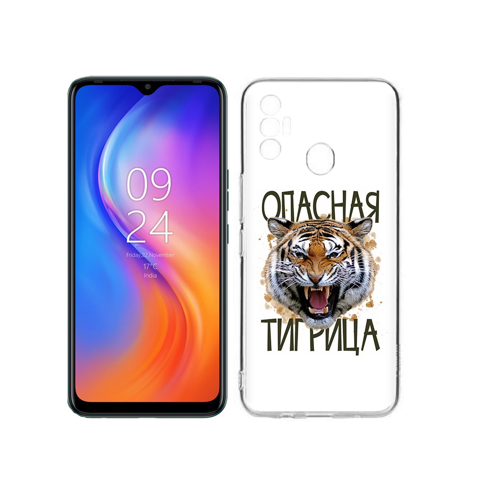 

Чехол MyPads Tocco для Tecno Spark 7 опасная тигрица, Прозрачный, Tocco