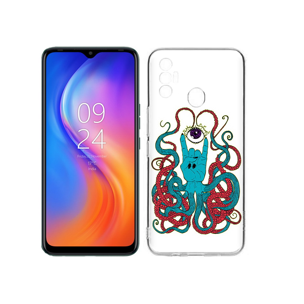

Чехол MyPads Tocco для Tecno Spark 7 осьминог-рука абстракция, Прозрачный, Tocco