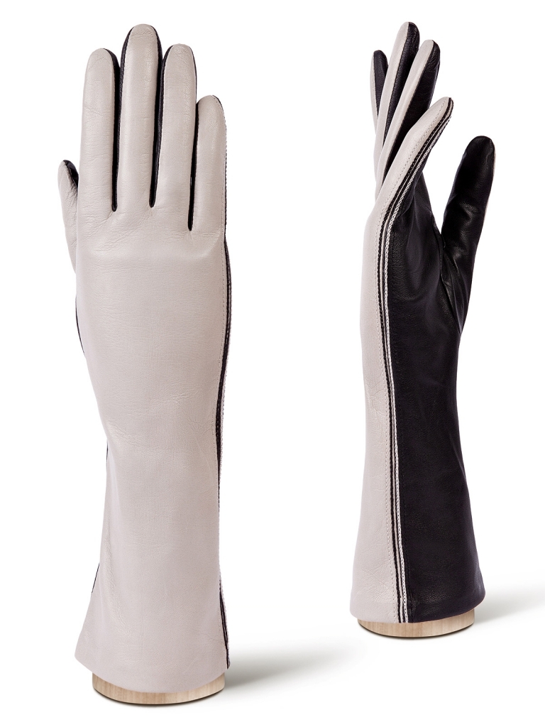 Перчатки женские Eleganzza F-IS0065 светлые коричнево-бежевые/черные, р. 7
