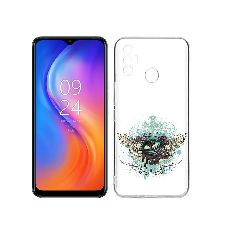

Чехол MyPads Tocco для Tecno Spark 7 плачущий глаз с крыльями, Прозрачный, Tocco