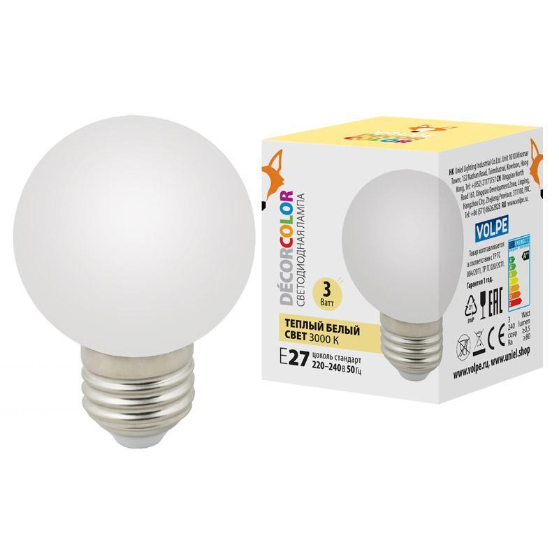 

Лампа светодиодная Volpe E27 3W 3000K матовая LED-G60-3W/3000K/E27/FR/С UL-00006955