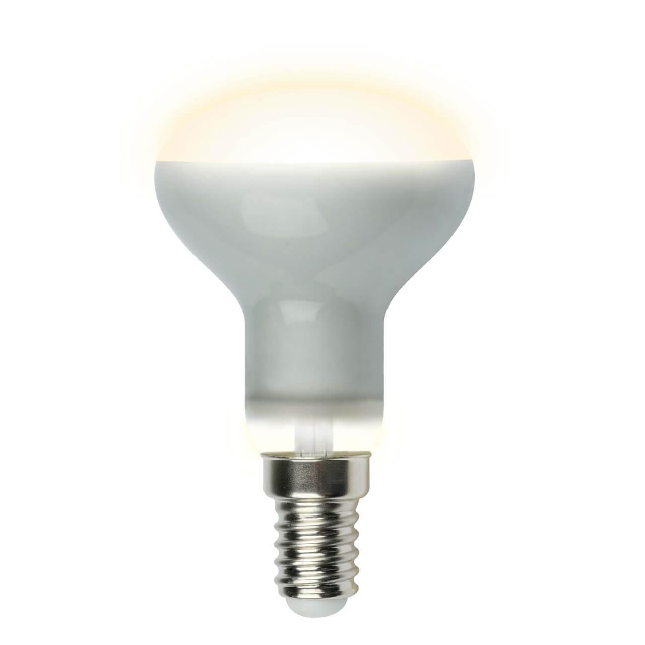 Лампа рефлекторная Uniel E14 6W 3000K матовая LED-R50-6W/WW/E14/FR PLS02WH UL-00001491