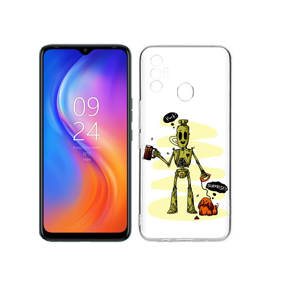 

Чехол MyPads Tocco для Tecno Spark 7 прикольный робот, Прозрачный, Tocco