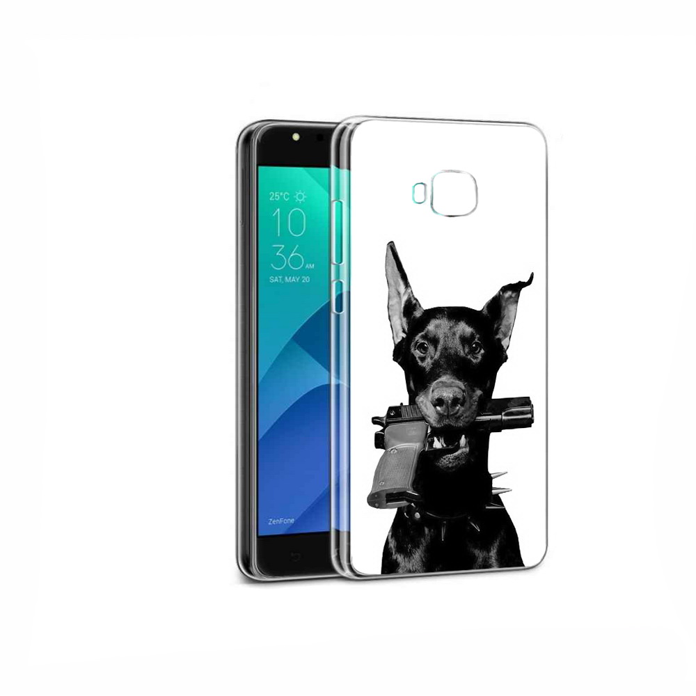 

Чехол MyPads Tocco для Asus ZenFone 4 Selfie доберман с пистолетом, Прозрачный, Tocco