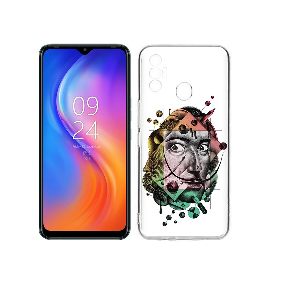 

Чехол MyPads Tocco для Tecno Spark 7 разноцветное лицо абстракция, Прозрачный, Tocco