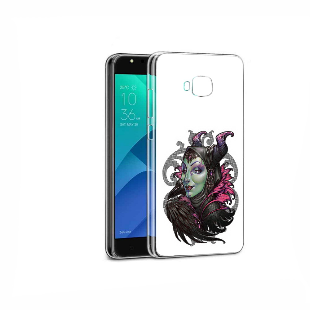 

Чехол MyPads Tocco для Asus ZenFone 4 Selfie зеленая девушка с вороном, Прозрачный, Tocco