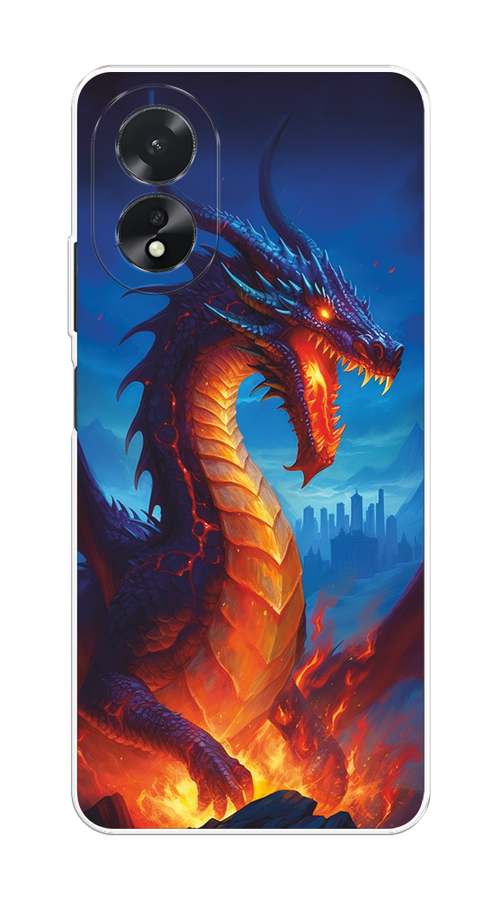 

Чехол на Oppo A38/A18 "Дракон над лавой", Оранжевый;коричневый;синий, 2515350-1