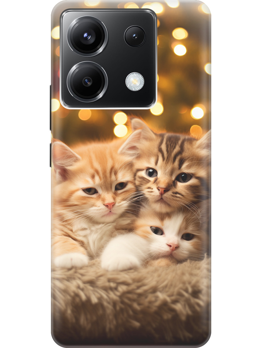 

Чехол на Xiaomi Redmi Note 13 Pro 5G / Poco X6 5G "Котята и Новый Год", Бежевый;желтый, 20012104