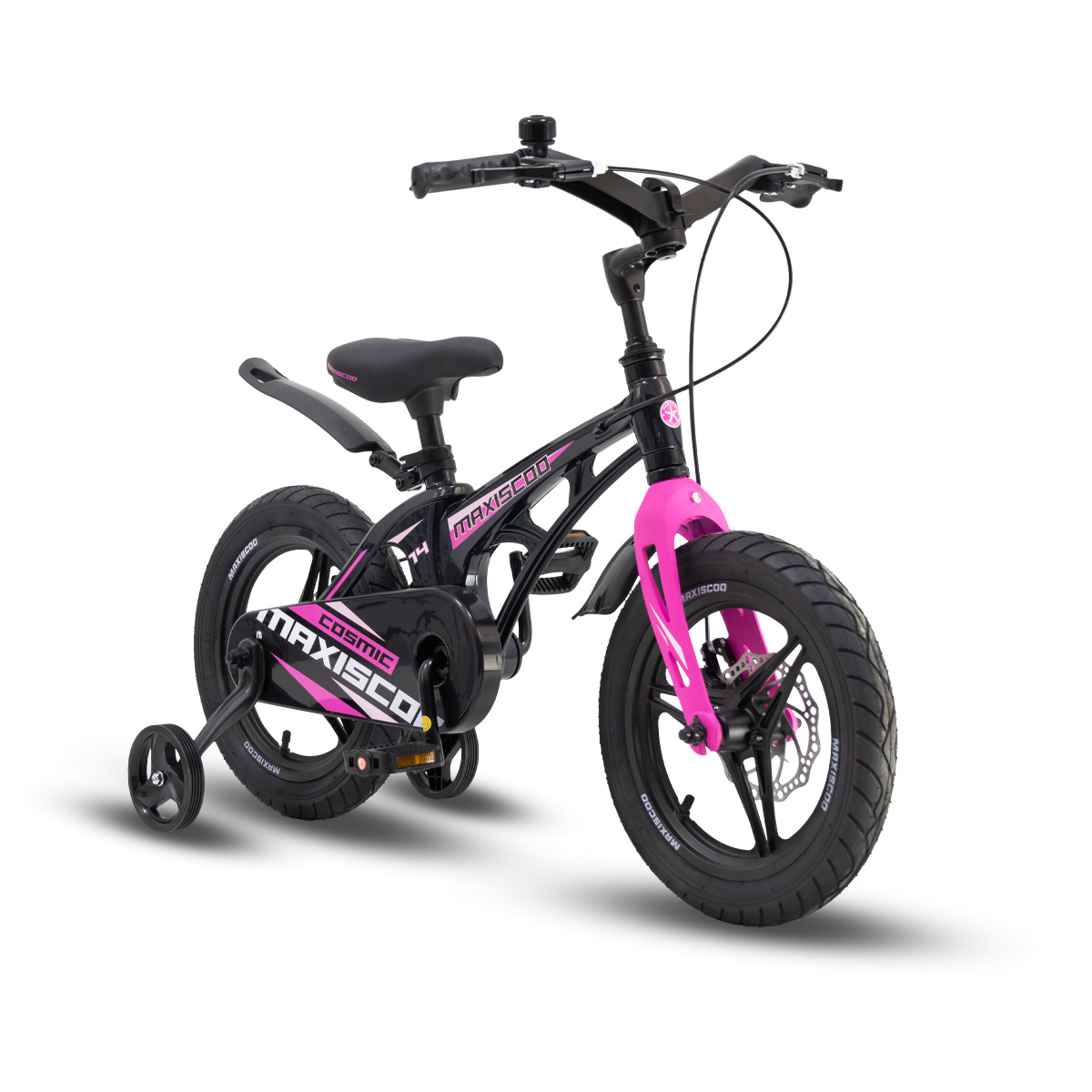 Детский велосипед MAXISCOO Cosmic 14 Делюкс Плюс 2024 мокрый антрацит детский велосипед maxiscoo cosmic deluxe 14 серый с дисковыми тормозами и доп колёсами
