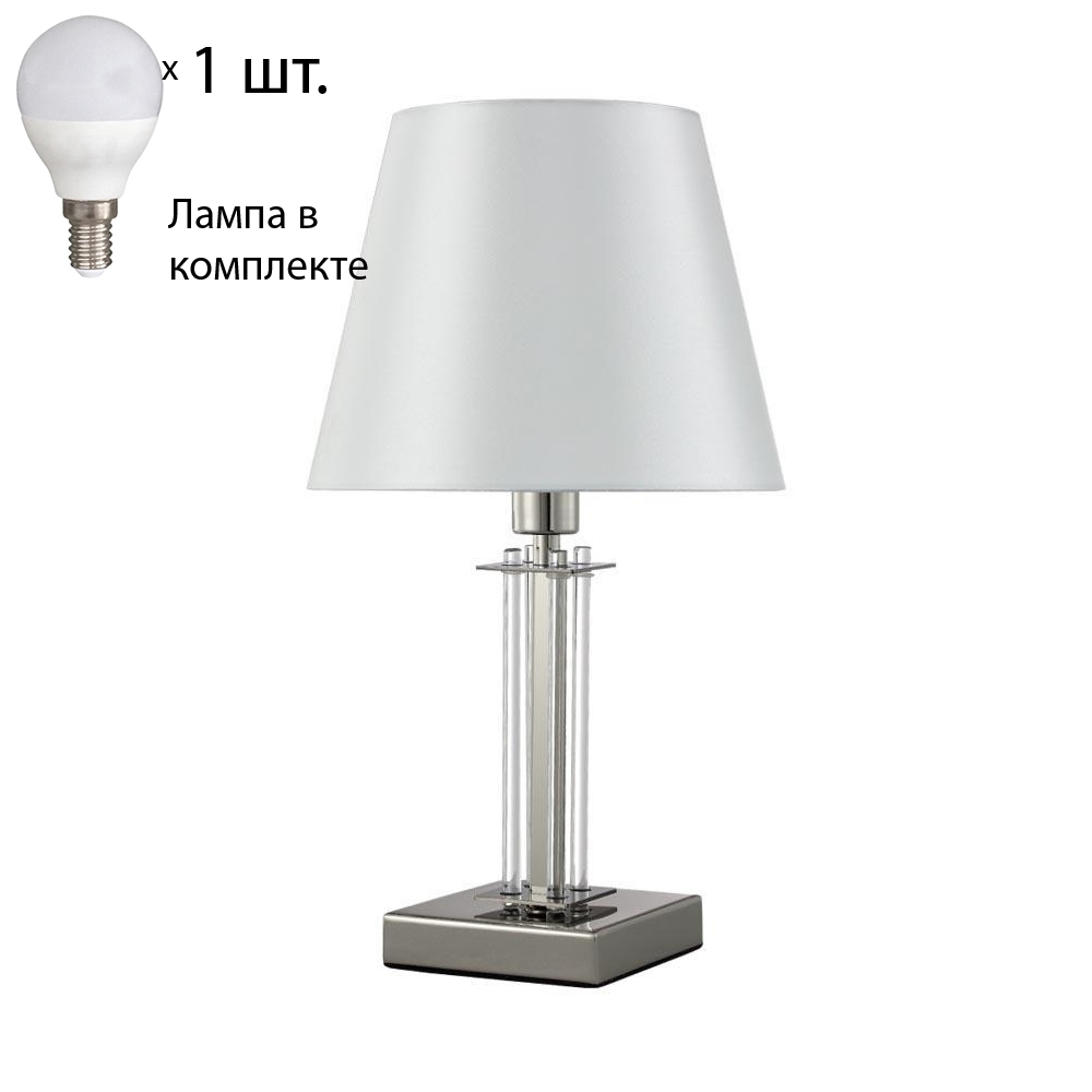 

Настольная лампа Crystal Lux с лампочкой NICOLAS LG1 NICKEL/WHITE+Lamps E14 P45