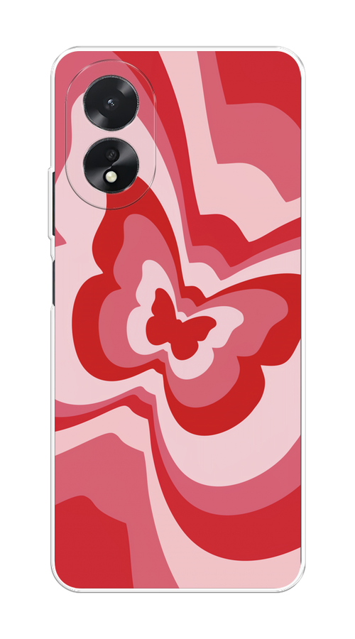 

Чехол на Oppo A38/A18 "Бабочка в стиле хиппи", Красный;розовый, 2515350-1